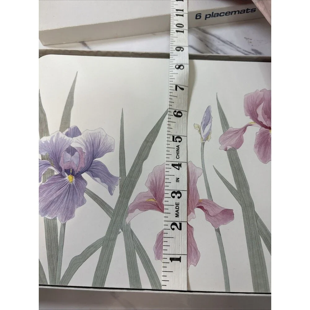 Set of 6 Jason PLACEMATS in Box New Zealand Flowers Iris time Design Vintage